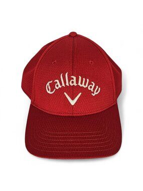 Callaway Golf Hat Cap Mens Red Snapback Adjustable White Logo One Size